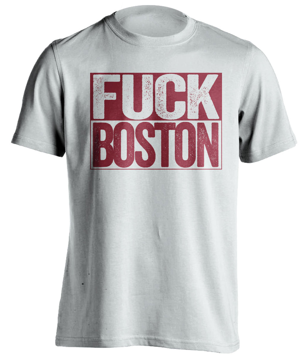 Fuck Boston - Boston Haters Shirt - Red and Old Gold - Box Design - Beef Shirts