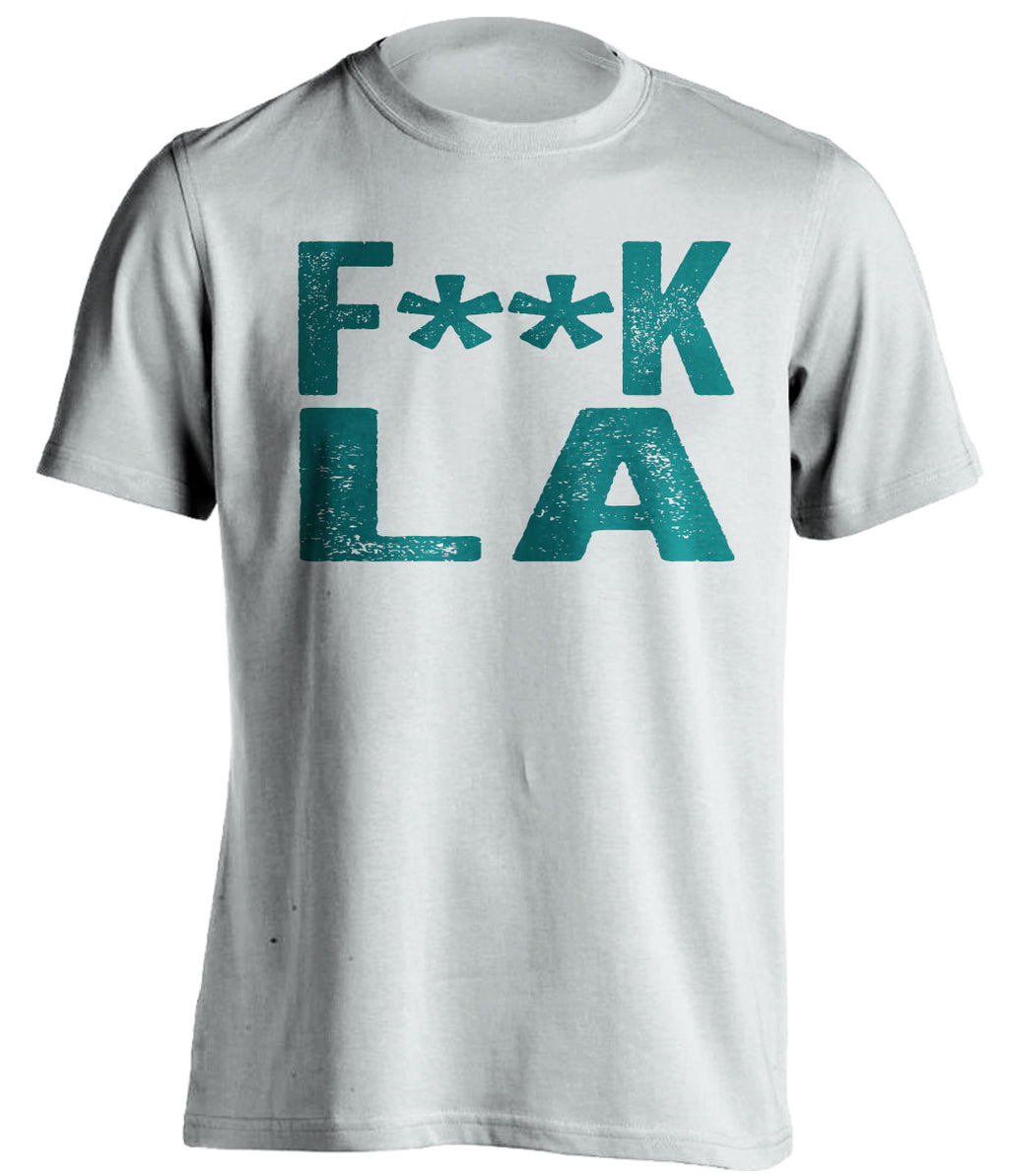 fuck la sharks san jose sharks white tshirt censored