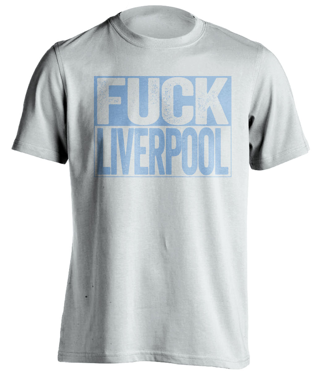 fuck liverpool mcfc white and blue tshirt uncensored