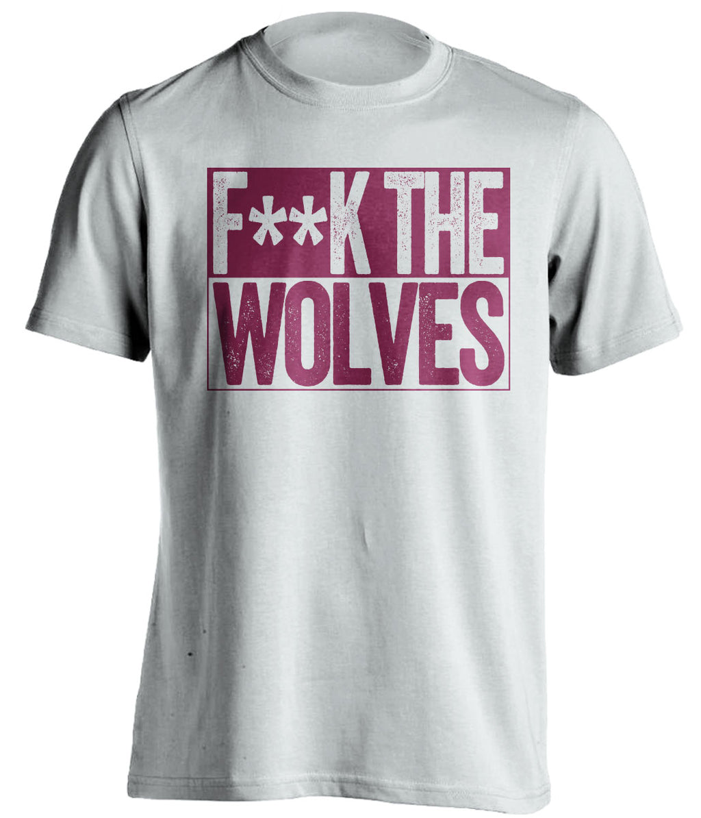 fuck the wolves white and red tshirt censored