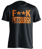 fuck pittsburgh cleveland browns fan black tshirt censored