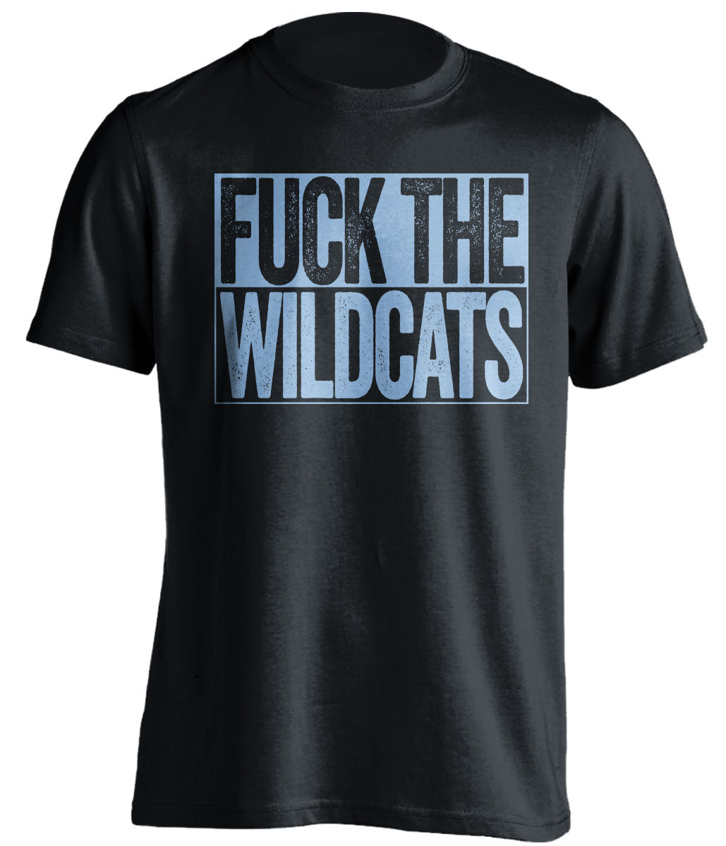 FUCK THE WILDCATS - Wildcats Haters Shirt - Carolina Blue and White Version - Box Design - Beef Shirts