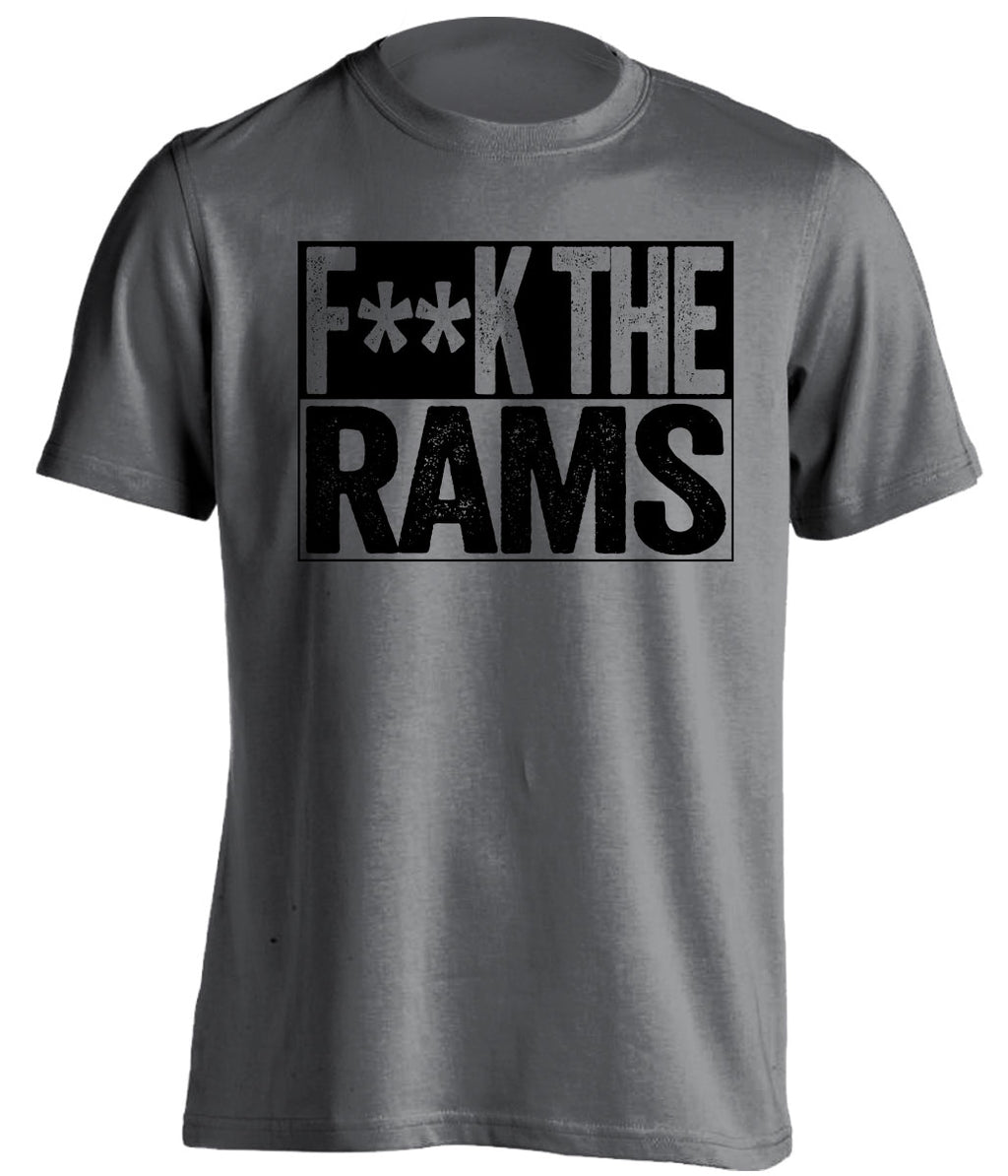 fuck the rams grey shirt Las Vegas Raiders Fan censored