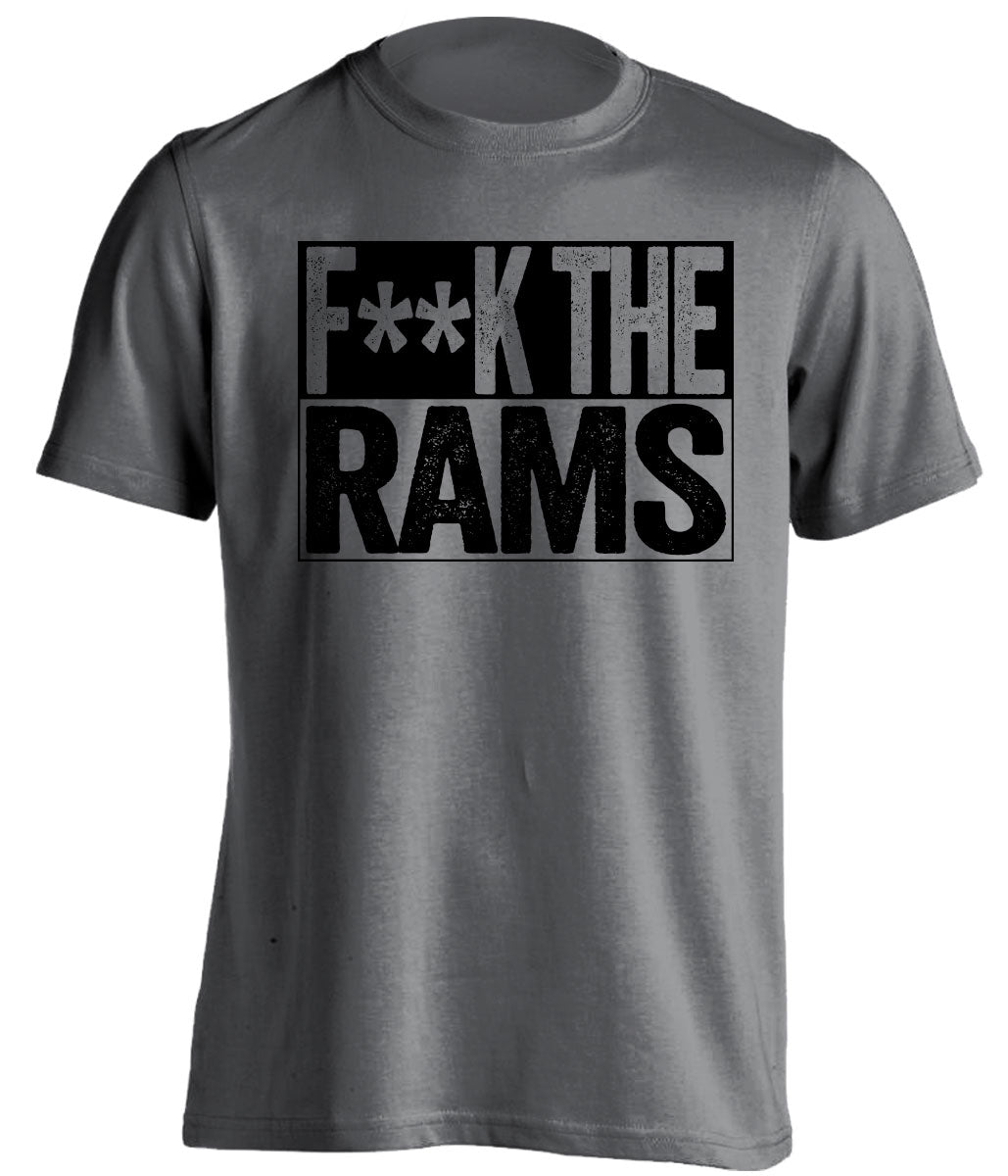 fuck the rams grey shirt Las Vegas Raiders Fan censored