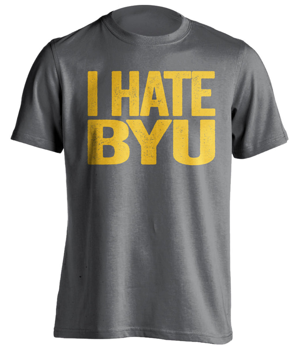 I Hate BYU Wyoming Cowboys grey Shirt