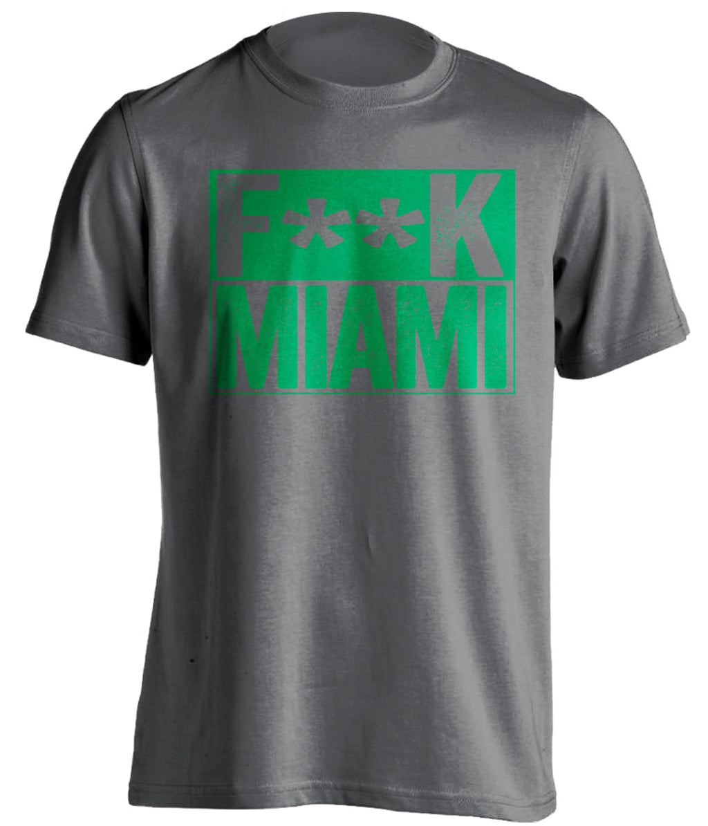 Fuck Miami - Miami Haters Shirt - Green and White - Box Design - Beef Shirts