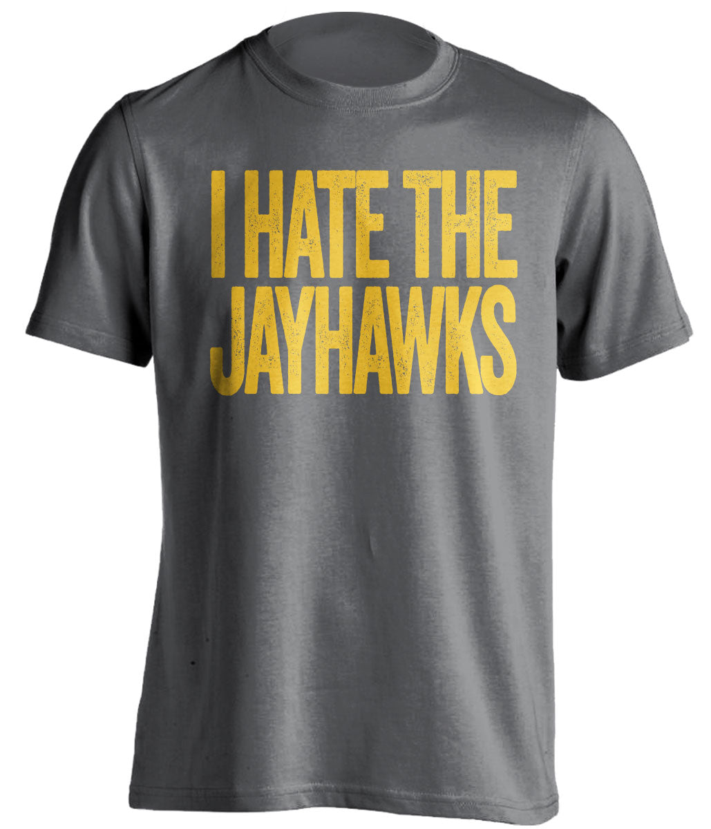 i hate the jayhawks mizzou tigers fan grey shirt