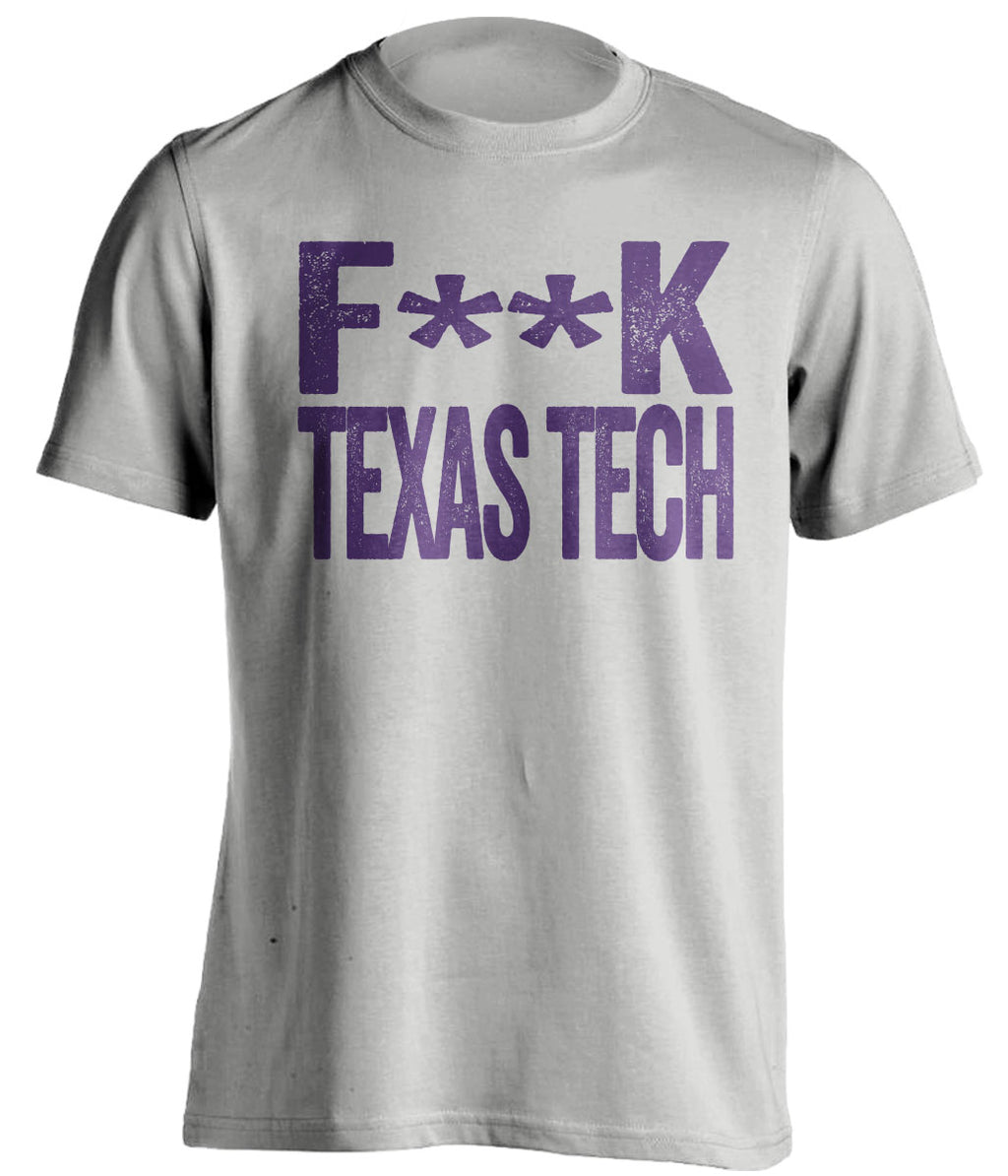 fuck texas tech censored grey tshirt for TCU fans