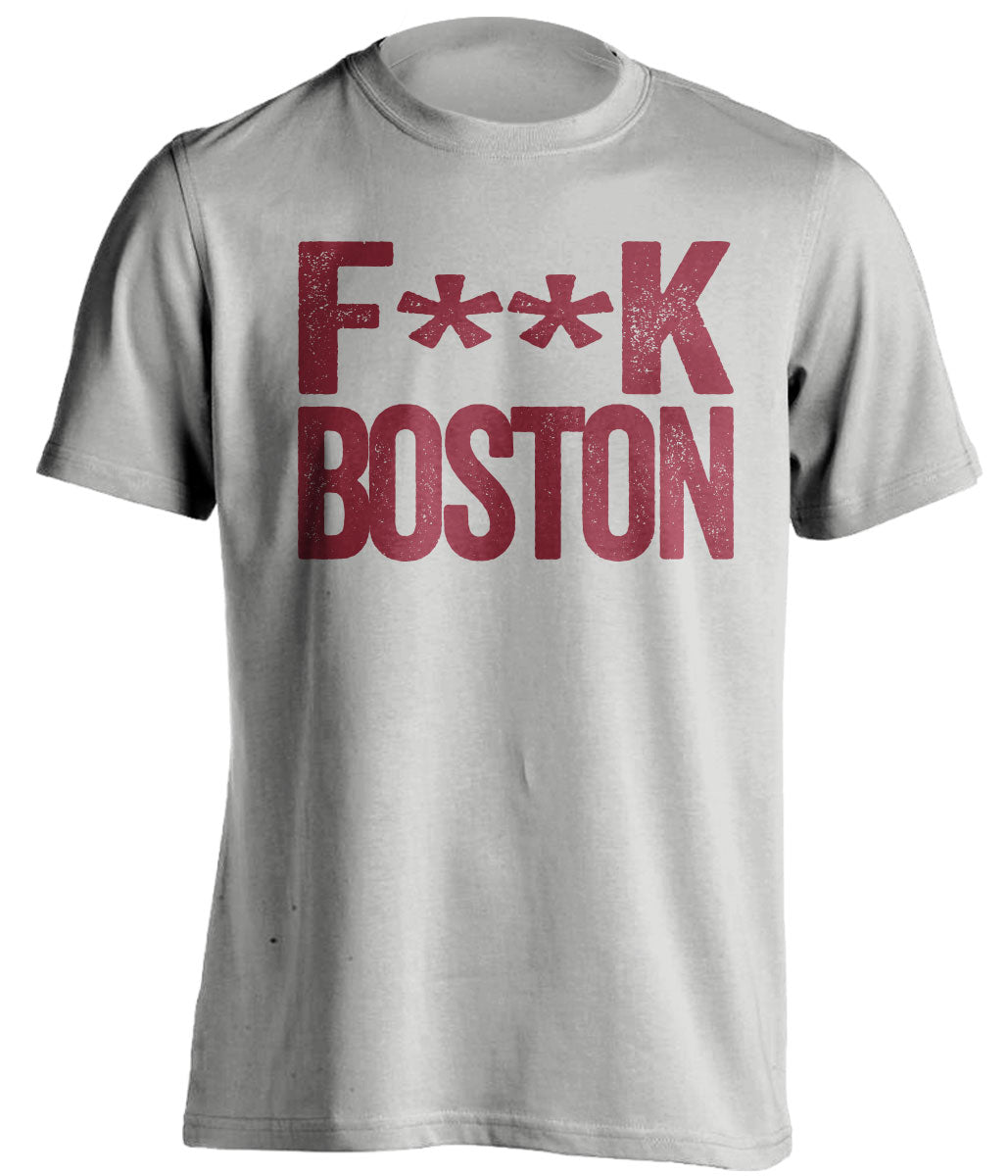 Fuck Boston - Boston Haters Shirt - Navy and Cardinal Red - Text Design - Beef Shirts