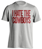 i hate the cowboys oklahoma sooners fan grey shirt