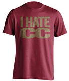 i hate cc du denver pioneers gold pan red tshirt