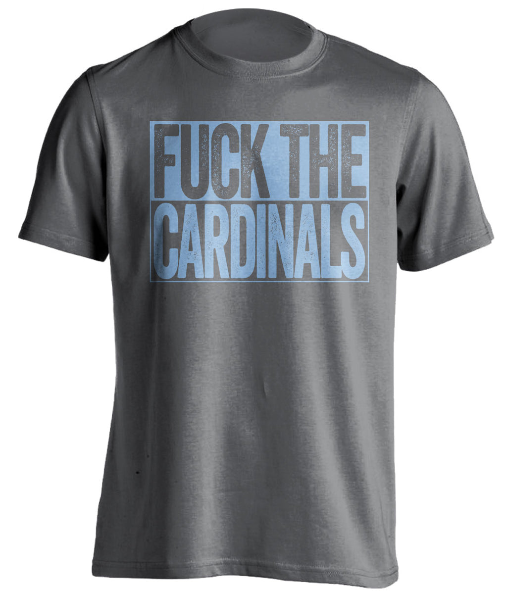 fuck the cardinals grey and blue tshirt uncensored
