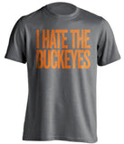 i hate the buckeyes grey tshirt for miami hurricanes fans