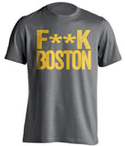 Fuck Boston - Boston Haters Shirt - Navy and Gold - Text Design - Beef Shirts