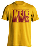 i hate the jayhawks gold shirt for iowa st cyclones fans