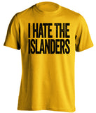 i hate the islanders pittsburgh penguins fan gold tshirt