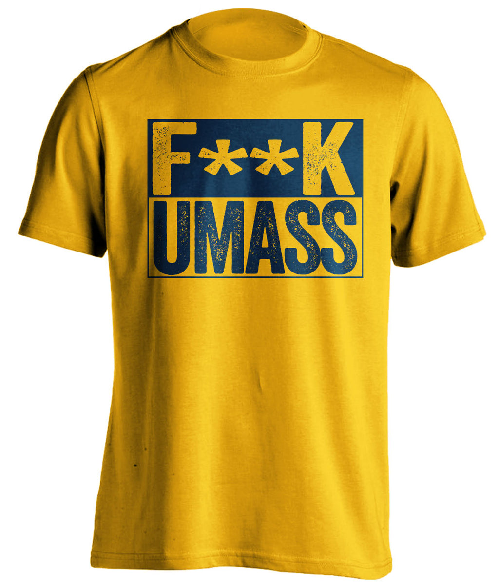 fuck umass merrimack warriors gold shirt censored