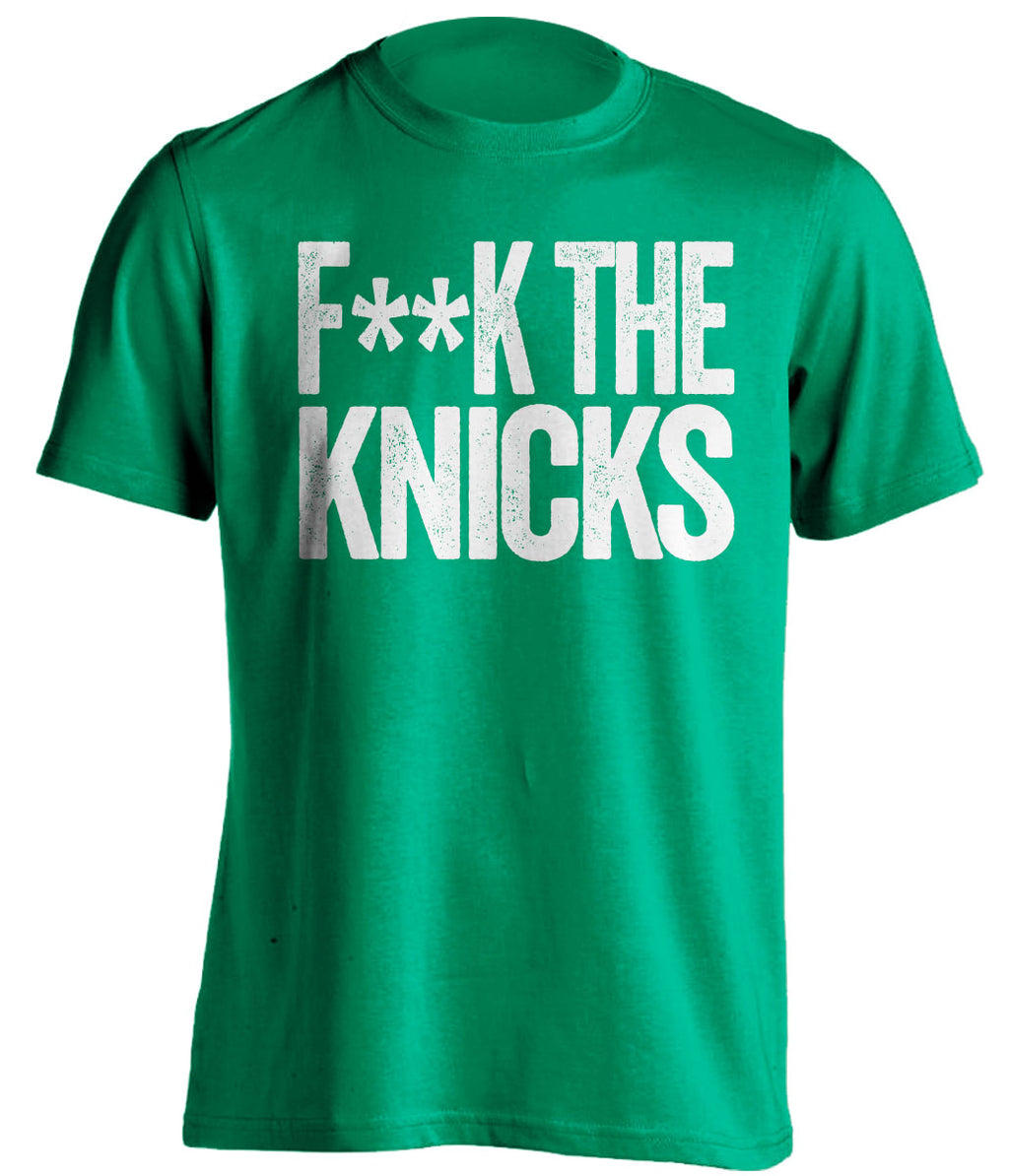 fuck the knicks boston celtics green tshirt censored