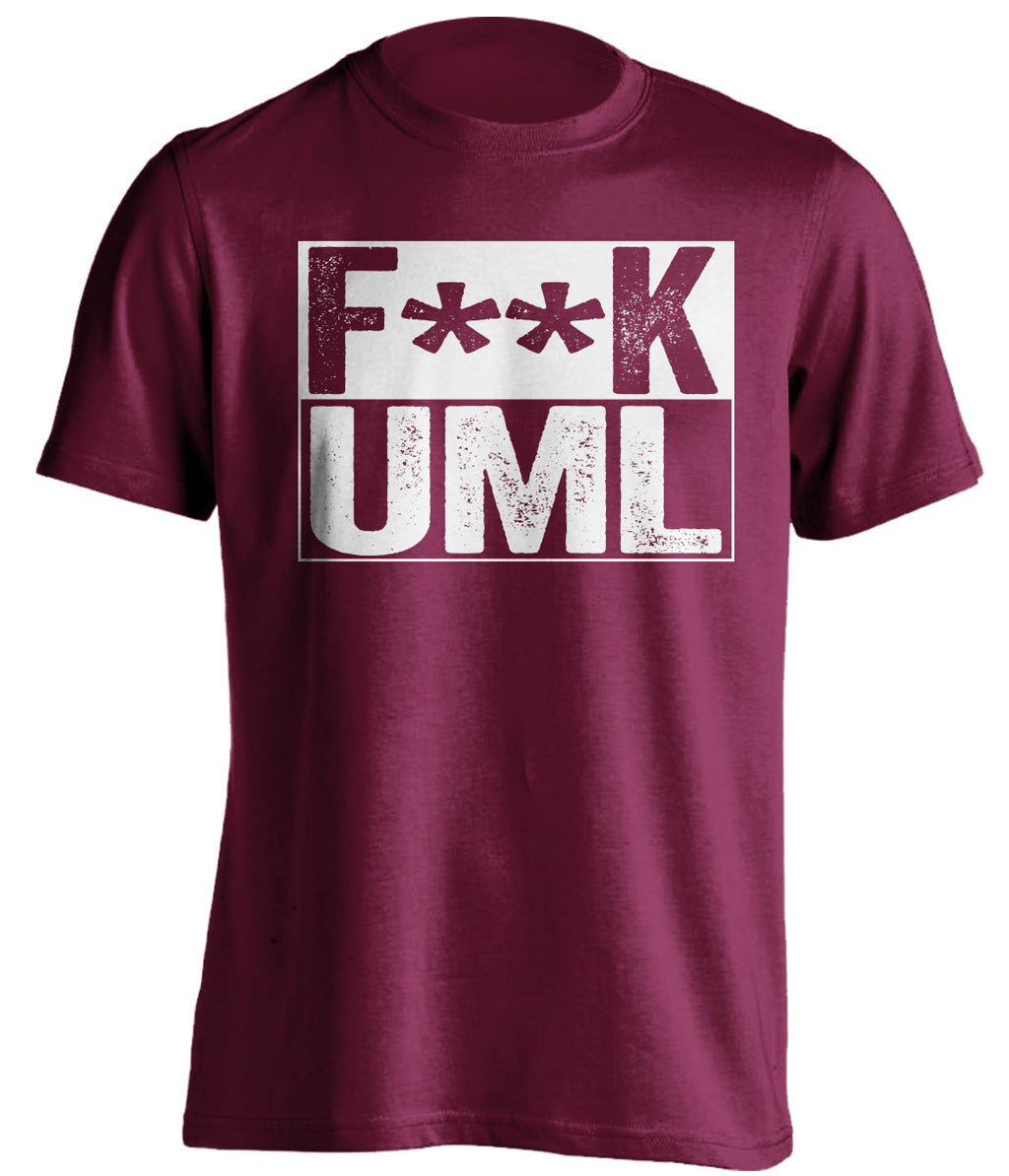 fuck uml lowell umass minutemen maroon shirt censored