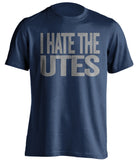 i hate the utes navy tshirt for aggies fans