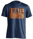 i hate northwestern navy and orange tshirt