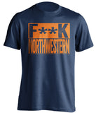 fuck northwestern navy and orange tshirt censored