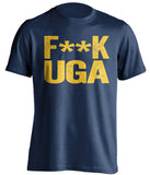 fuck uga bulldogs navy and gold tshirt censored