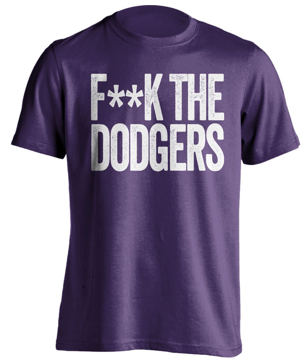 fuck the dodgers censored purple tshirt rockies fans