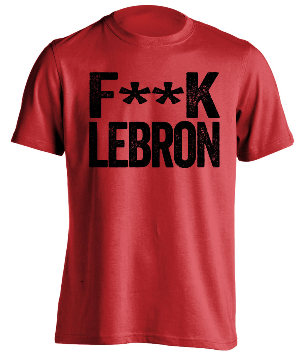 chicago bulls red shirt fuck lebron black text censored