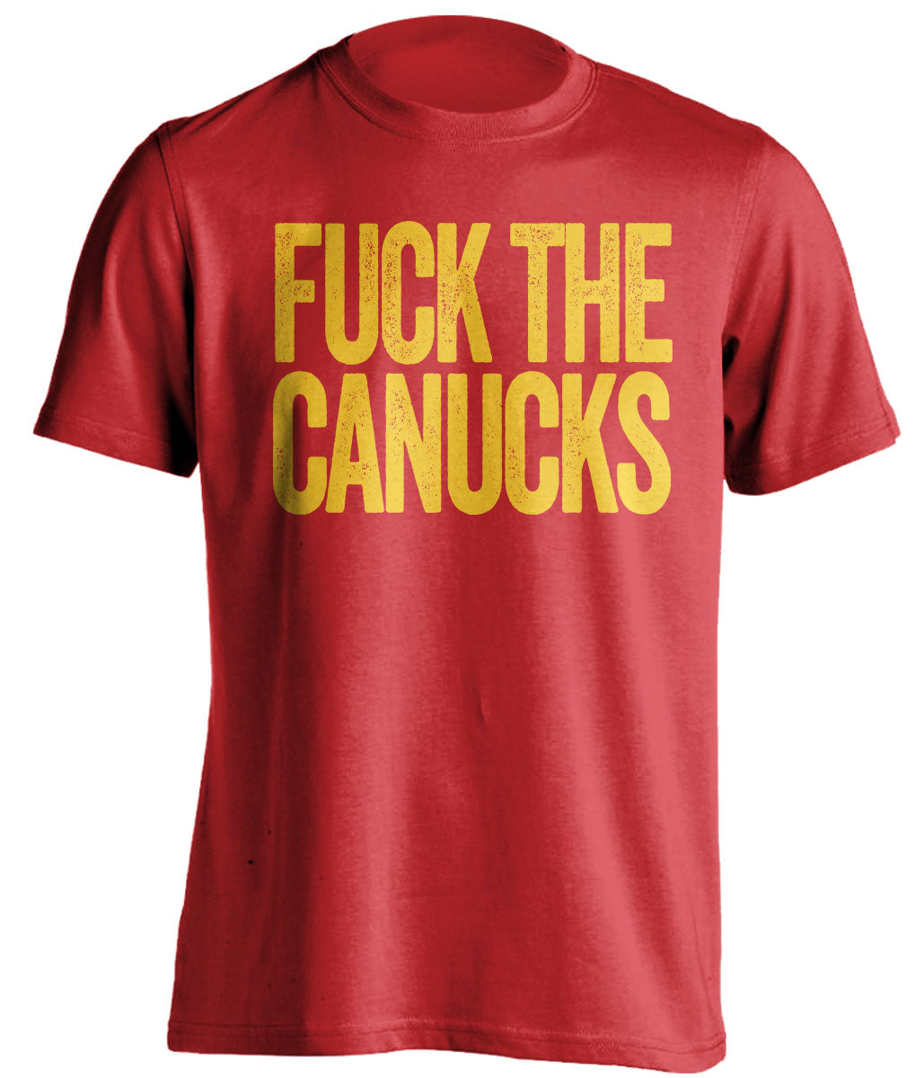fuck the canucks calgary flames red tshirt uncensored