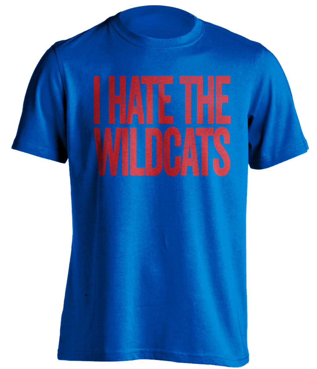 i hate the wildcats kansas jayhawks fan blue shirt
