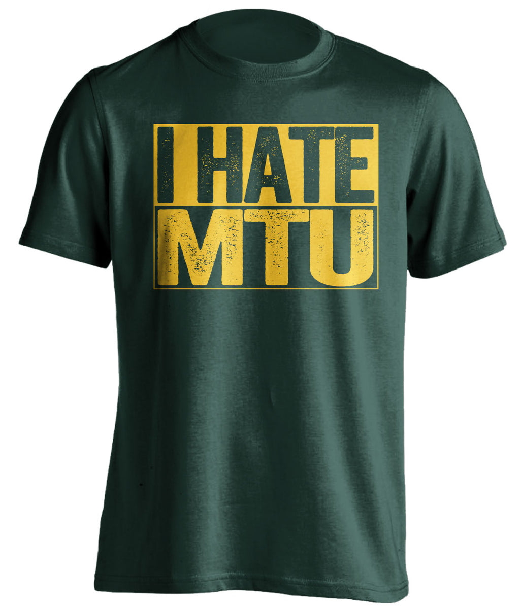 i hate michigan green shirt nmu wildcats fan