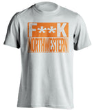 fuck northwestern white and orange tshirt censored