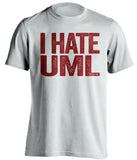 i hate uml lowell umass minutemen white tshirt
