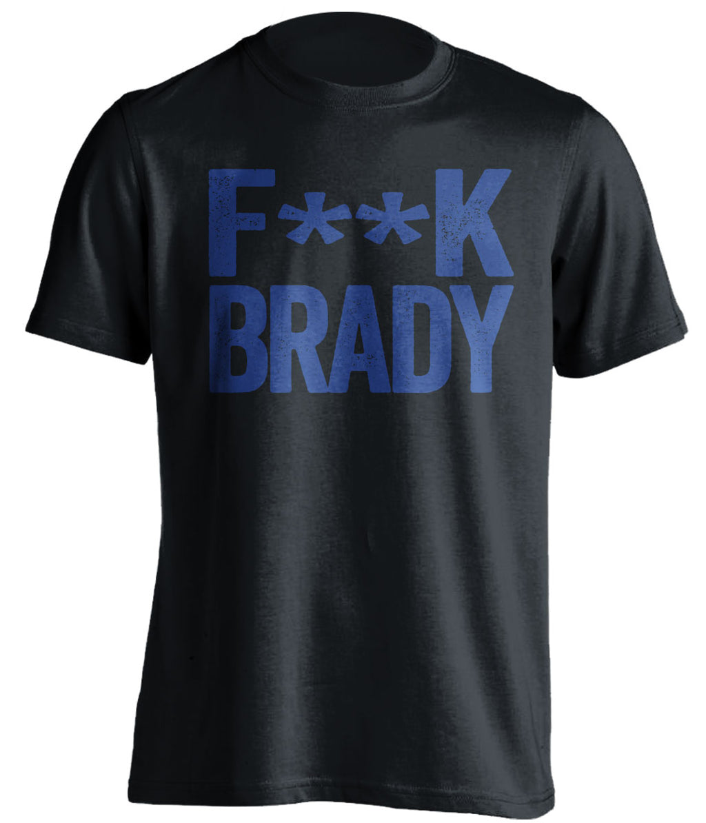 fuck brady black colts shirt with blue text censored