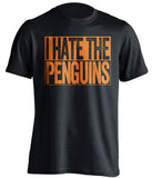 i hate the penguins flyers fan black tshirt