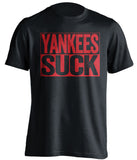 the yankees suck tshirt black shirt and red text