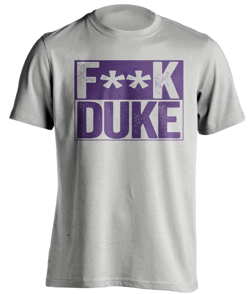 fuck duke grey and purple tshirt censored