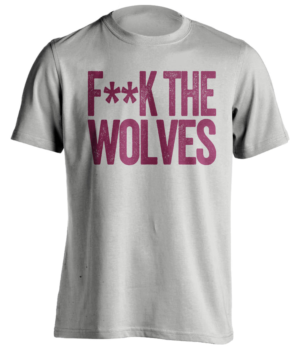 fuck the wolves grey shirt aston villa fans censored