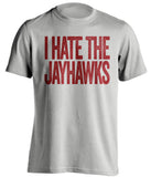 i hate the jayhawks grey tshirt for iowa st cyclones fans