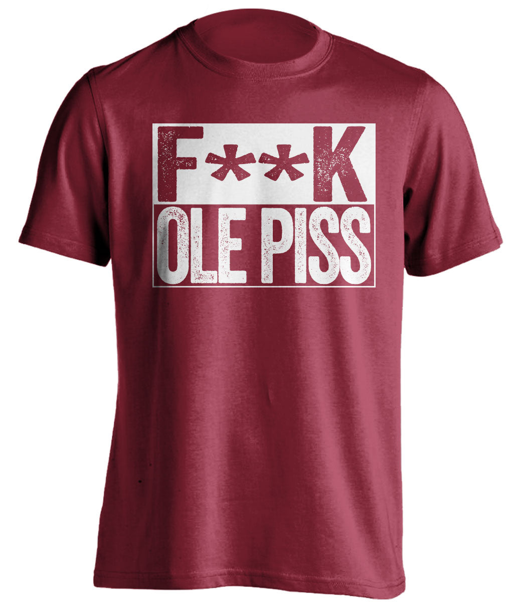 fuck ole piss miss alabama crimson tide red shirt censored