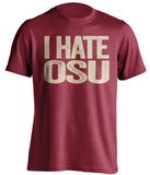 i hate osu cowboys oklahoma sooners red tshirt