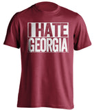 i hate georgia cardinal red and white shirt bama fans