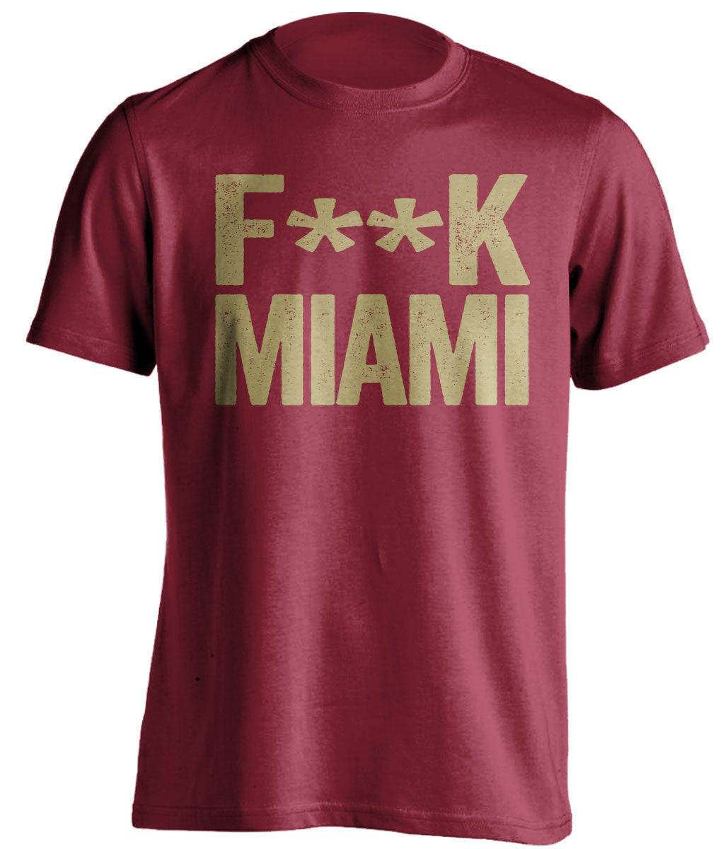 fuck miami censored red tshirt for fsu noles fans