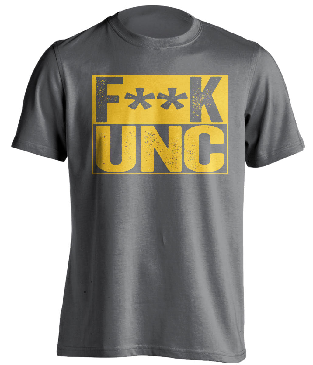 fuck unc grey and gold tshirt censored