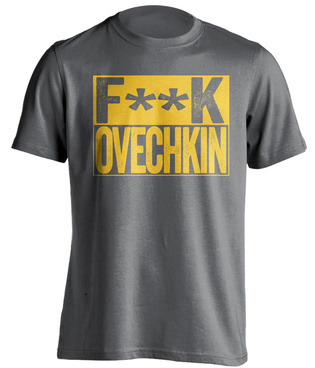 fuck ovechkin grey and gold tshirt censored