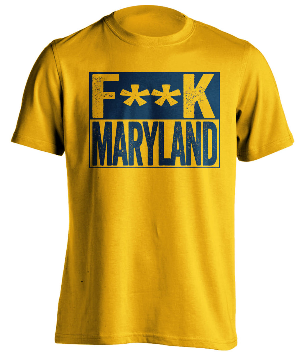 fuck maryland wvu west virginia mountaineers gold shirt censored