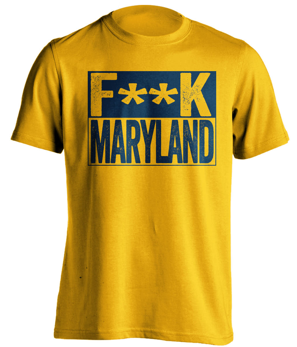 fuck maryland wvu west virginia mountaineers gold shirt censored