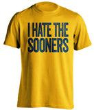 i hate the sooners wvu mountaineers gold shirt