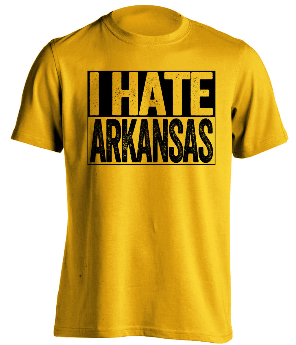 i hate arkansas missouri tigers gold shirt